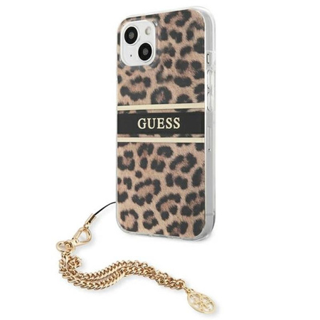 Guess Leopard Gold Chain - étui pour iPhone 13 Mini