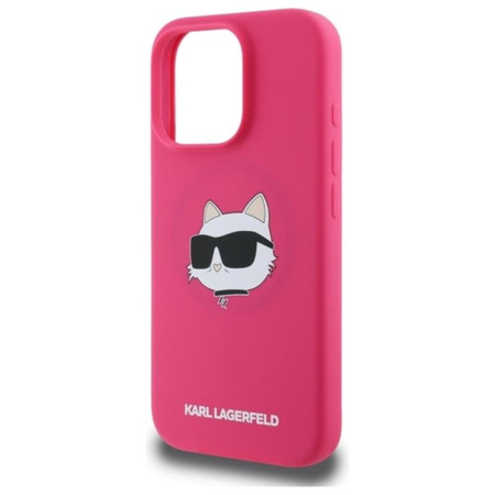 Karl Lagerfeld Silikon Choupette Kopf drucken MagSafe - iPhone 16 Pro Fall (fuchsia)