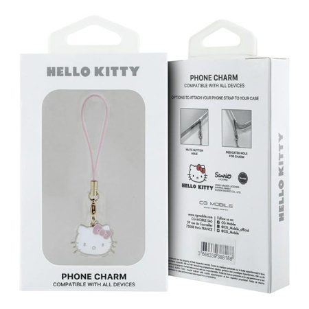 Hello Kitty Phone Strap Charm Kitty Head - Přívěsek na telefon (růžový)
