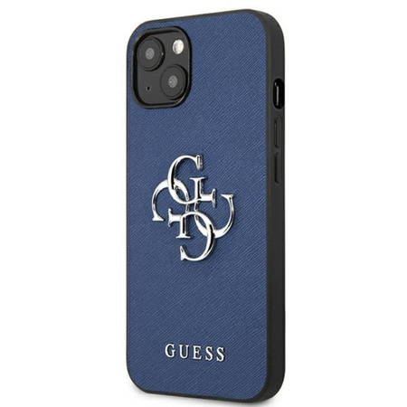 Guess Saffiano 4G Big Silver Logo - iPhone 13 mini Tasche (blau)