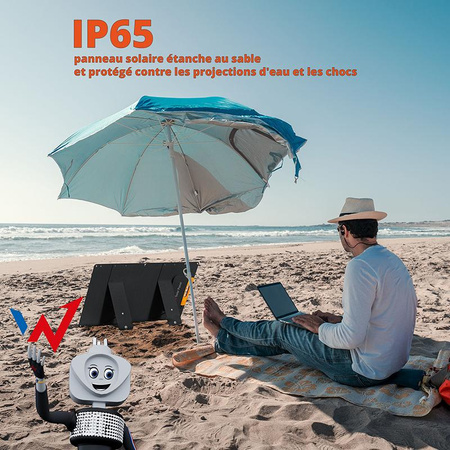 Wonder Ws120 - 120W solar panel with USB-C PD 30W & USB-A QC 18W output (Black)