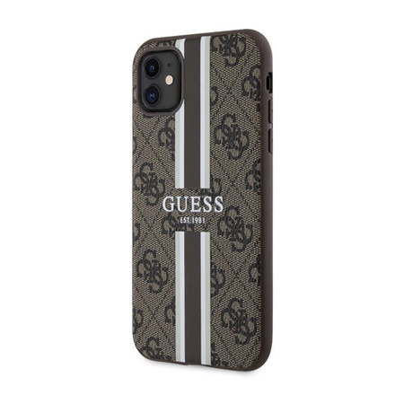 Guess 4G Printed Stripes MagSafe - Schutzhülle für iPhone 11 (Braun)