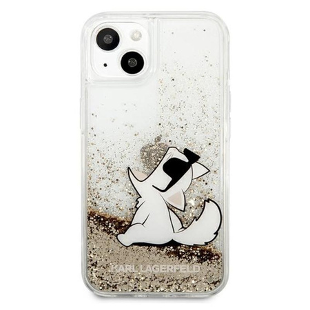Karl Lagerfeld Liquid Glitter Choupette Fun - pouzdro pro iPhone 13 Mini (zlaté)