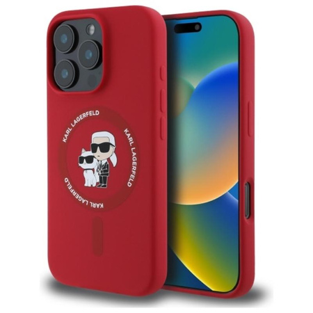 Karl Lagerfeld Silikon Karl & Choupette Ring MagSafe - iPhone 16 Pro Tasche (rot)