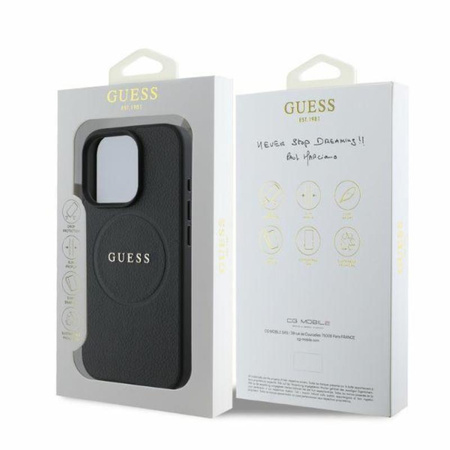 Guess Grained Ring MagSafe - Hülle iPhone 16 Pro Max (schwarz)
