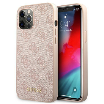 Guess 4G Metall Gold Logo - iPhone 12 / iPhone 12 Pro Tasche (rosa)