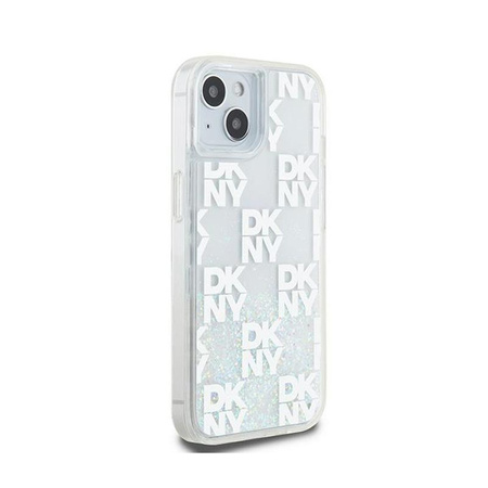 DKNY Liquid Glitter Multilogo - Coque iPhone 15 / 14 / 13 (blanc)