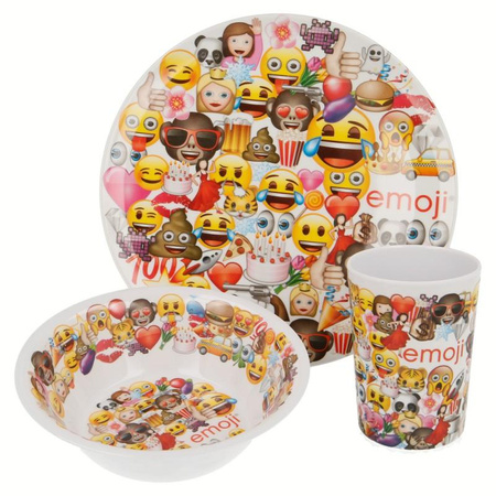 Emoji - Geschirrset (Teller, Schüssel und Tasse)
