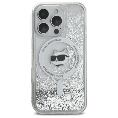 Karl Lagerfeld Liquid Glitter Choupette Head MagSafe - Case for iPhone 16 Pro Max (transparent)