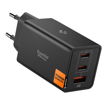 Spigen Essential EE673EU GaN Pro - Caricabatterie da muro 2x USB-C + USB-A 67W (nero)