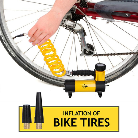 Dunlop - 12 V 100 Psi kompresszor, tömlő és fúvóka szett