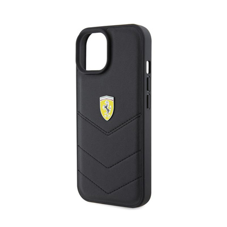 Ferrari Quilted Metal Logo - pouzdro pro iPhone 15 do auta (černé)