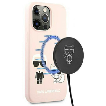 Karl Lagerfeld Slilicone Karl & Choupette Magsafe - pouzdro pro iPhone 13 Pro (růžové)