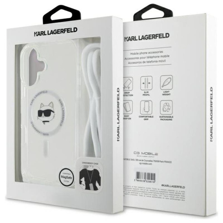 Karl Lagerfeld IML Choupette Head & Cord MagSafe - iPhone 16 Hülle (Transparent)