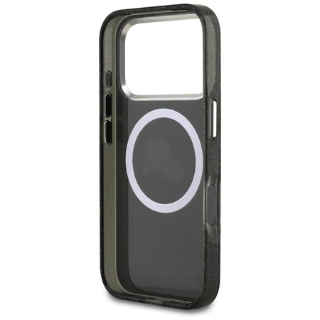 Karl Lagerfeld IML Glitter Karl & Choupette Heads Logo MagSafe - Hülle für iPhone 17 Pro (schwarz)