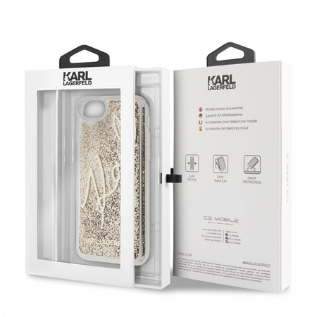 Karl Lagerfeld Signature Glitter Case - Etui iPhone SE 2020 / 8 / 7 (Gold)