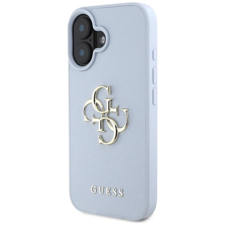 Guess Grained Big 4G Logo Small Classic Logo - Hülle für iPhone 16 (blau)