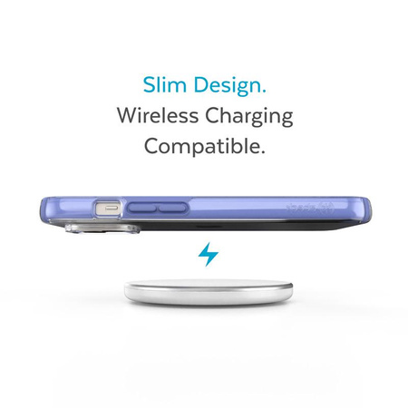 Speck Presidio Perfect-Clear mit Impact Geometry - Hülle für iPhone 15 Plus / 14 Plus mit MICROBAN-Beschichtung (Clear / Grounded Purple)