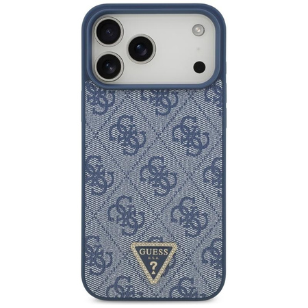 Guess Leather 4G Triangle Strass MagSafe - Pouzdro iPhone 17 Pro Max (Modrá)