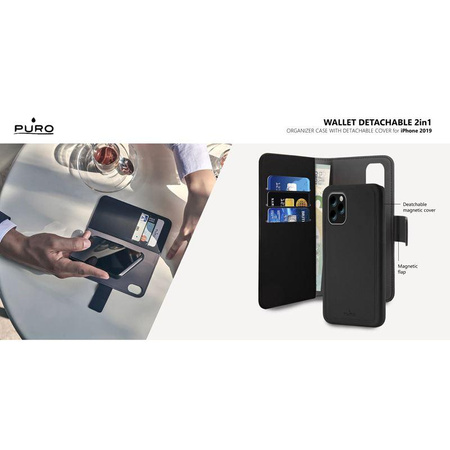 PURO levehető pénztárca - 2 az 1-ben iPhone 11 tok (fekete)