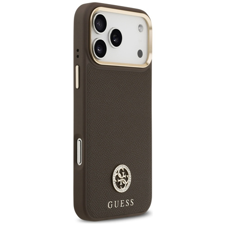 Guess Grained Strass Logo MagSafe - Hülle iPhone 17 Pro Max (braun)