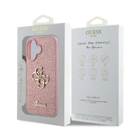 Guess Fixed Glitter Big 4G - iPhone 16 Plus tok (rózsaszín)