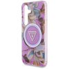 Guess Glitter Flowers Triangle Buttons MagSafe - Etui do Samsung Galaxy S25 (fioletowy)