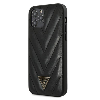 Guess V Quilted - iPhone 12 / iPhone 12 Pro Tasche (schwarz)