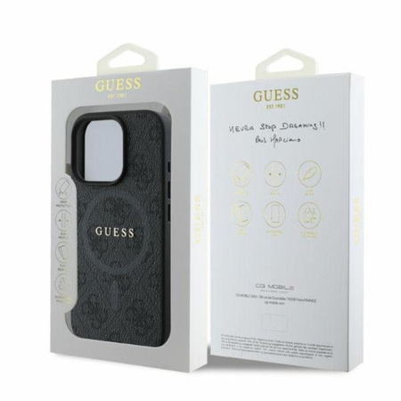 Guess 4G Ring Classic Logo MagSafe – Pouzdro pro iPhone 16 Pro (černé)
