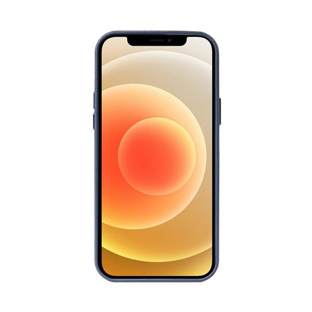 Crong Essential Cover Magnetic - kožené pouzdro MagSafe pro iPhone 12 / iPhone 12 Pro (tmavě modré)