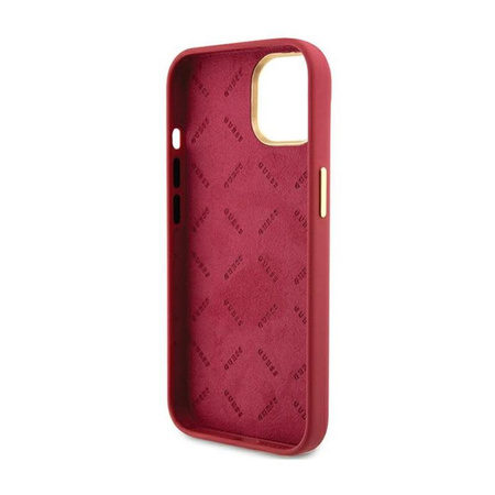 Silikonové pouzdro Guess Script Metal Logo & Frame - iPhone 15 (purpurové)