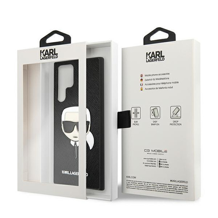 Karl Lagerfeld Saffiano Ikonik Karl`s Head - Etui Samsung Galaxy S22 Ultra (czarny)