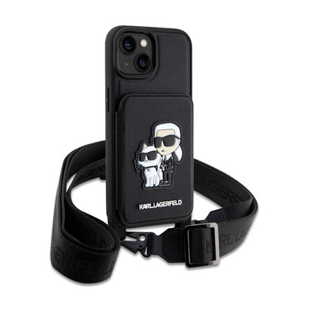 Karl Lagerfeld Crosssbody NFT Saffiano Karl & Choupette - iPhone 14 tok (fekete)