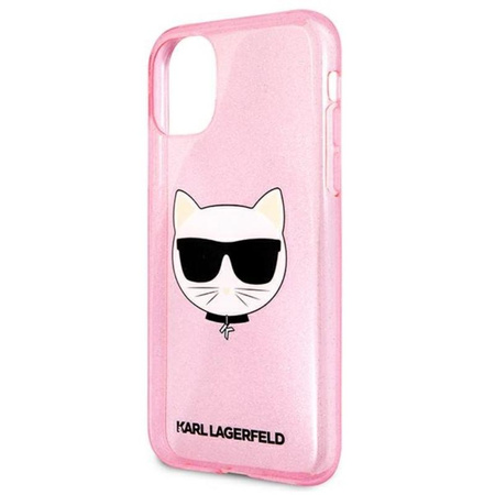 Karl Lagerfeld Choupette Head Glitter - iPhone 11 Case (pink)