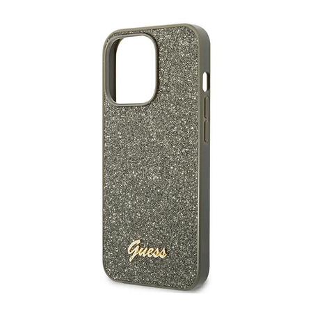 Guess Glitter Flakes Metal Logo Case – Etui iPhone 14 Pro Max (zielony)
