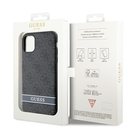 Guess 4G nyomtatott csíkos - iPhone 11 / iPhone XR tok (szürke)