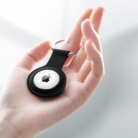 Crong szilikon tok kulcskarikával - Védő kulcstartó tok Apple AirTaghez (fekete)