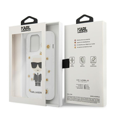 Karl Lagerfeld Iconic Karl Flower - pouzdro pro iPhone 13 Pro (průhledné)