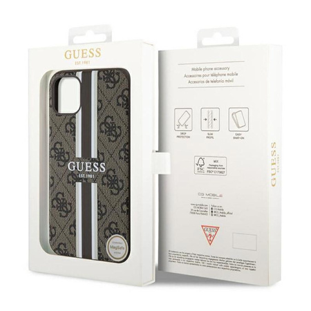 Guess 4G Printed Stripes MagSafe - Schutzhülle für iPhone 11 (Braun)