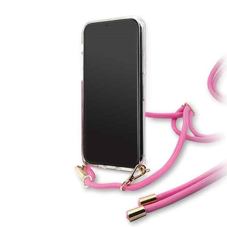 Guess 4G Gradient Hard Case - Case with detachable lanyard iPhone 11 (Pink)