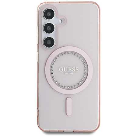 Guess Rhinestones Printed Classic Logo MagSafe - Case for Samsung Galaxy S25 (pink)
