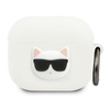 Karl Lagerfeld Choupette 3D - Pouzdro pro Apple Airpods 3 (bílé)