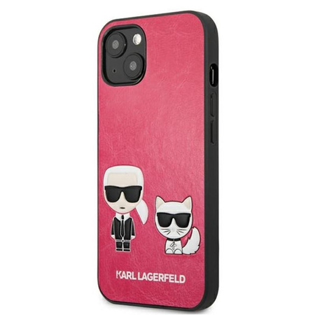 Karl Lagerfeld PU-Leder mit Karl & Choupette-Prägung - iPhone 13 Mini Tasche (fuchsia)