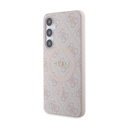Guess 4G Collection bőr fém logós MagSafe - Samsung Galaxy S24+ tok (rózsaszín)