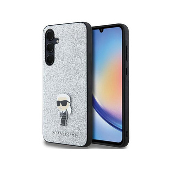 Karl Lagerfeld Fix Glitter Iconic Logo fém kitűző - Samsung Galaxy A35 5G tok (ezüst)