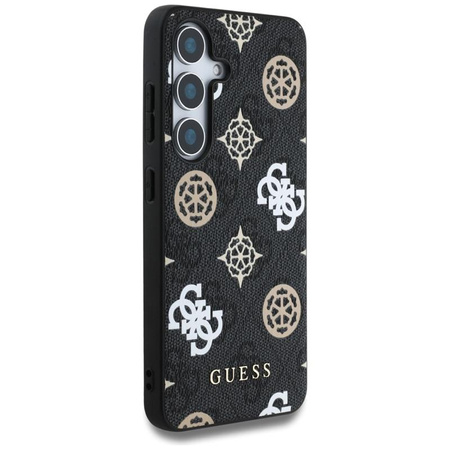 Guess 4G gedrucktes farbiges Pfingstrosen-Muster MagSafe - Hülle für Samsung Galaxy S25 (schwarz)