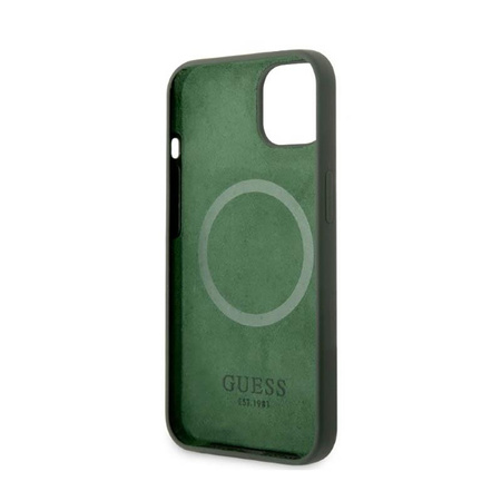 Guess Silicone Logo Plate MagSafe - Hülle für iPhone 13 (Grün)
