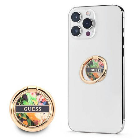 Guess Ring Stand Flower- Support magnétique pour téléphone (Bleu)