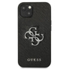 Guess Saffiano 4G Big Silver Logo - Coque pour iPhone 13 Mini (noir)