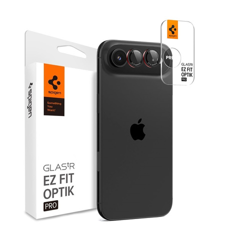 Spigen Optik Pro L-Series Glas.TR EZ Fit 2-Pack – Lens Protective Glass for iPhone Air (2 pcs) (Black / Red)